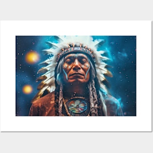 Native Indian Warrior Spirit Fantastic Cosmic Magical Posters and Art